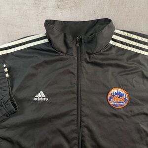 Vtg Adidas New York Mets Jacket Mens XL Black Full Zip MLB Baseball Logo Warmup